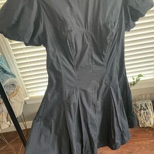 Anthropologie Black Mini Dress with Puff Sleeves